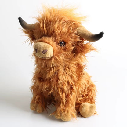 Simulation Highland Cow Animal Plush Doll Soft Stuffed Highland Cow Cattlle Plush Toy Plushie Gift for Kids Boys Girls