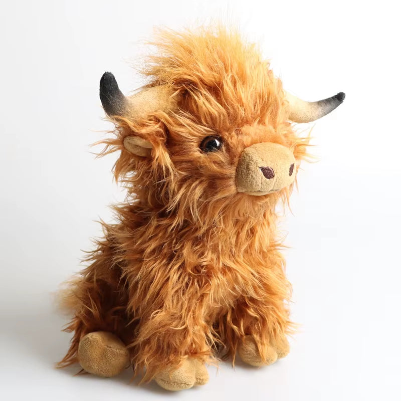 Simulation Highland Cow Animal Plush Doll Soft Stuffed Highland Cow Cattlle Plush Toy Plushie Gift for Kids Boys Girls