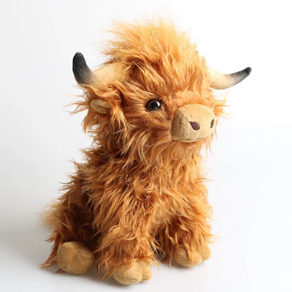 Simulation Highland Cow Animal Plush Doll Soft Stuffed Highland Cow Cattlle Plush Toy Plushie Gift for Kids Boys Girls