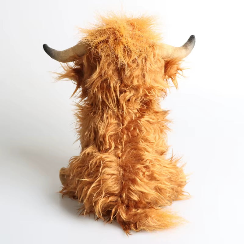 Simulation Highland Cow Animal Plush Doll Soft Stuffed Highland Cow Cattlle Plush Toy Plushie Gift for Kids Boys Girls