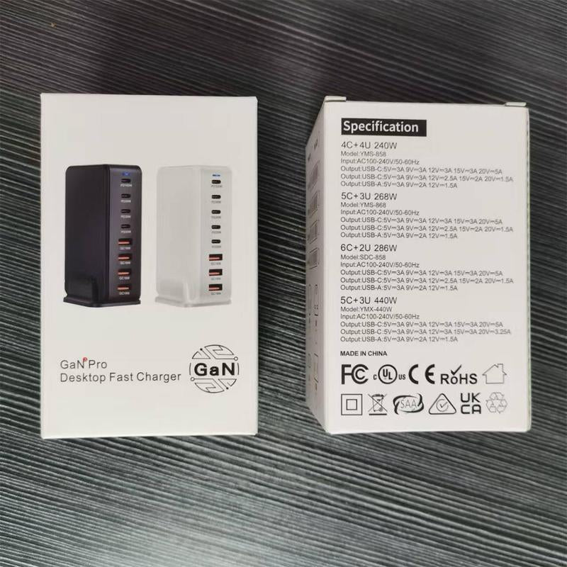 240W USB C Desktop Charging Station, 8 Ports PD 3.0 USB C Fast Charger Block for Cellphone Smartphone, Fast Charger Power Adapter for Macbook Pro/Air, DELL, Steam Deck, Iphone, Electronic Mobile Phone Accessories