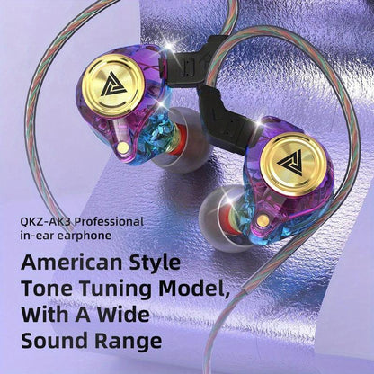 QKZ-AK3/AK6 Portable Wired In-Ear Earphone, Wired Headphones with Mic, Hifi Subwoofer Noise Cancelling Wired Earphones for Game Sports, 3D Stereo Sound Headphones for Gym & Sports & Game, Headphones 8D Audio, Electronic Audio Earbud
