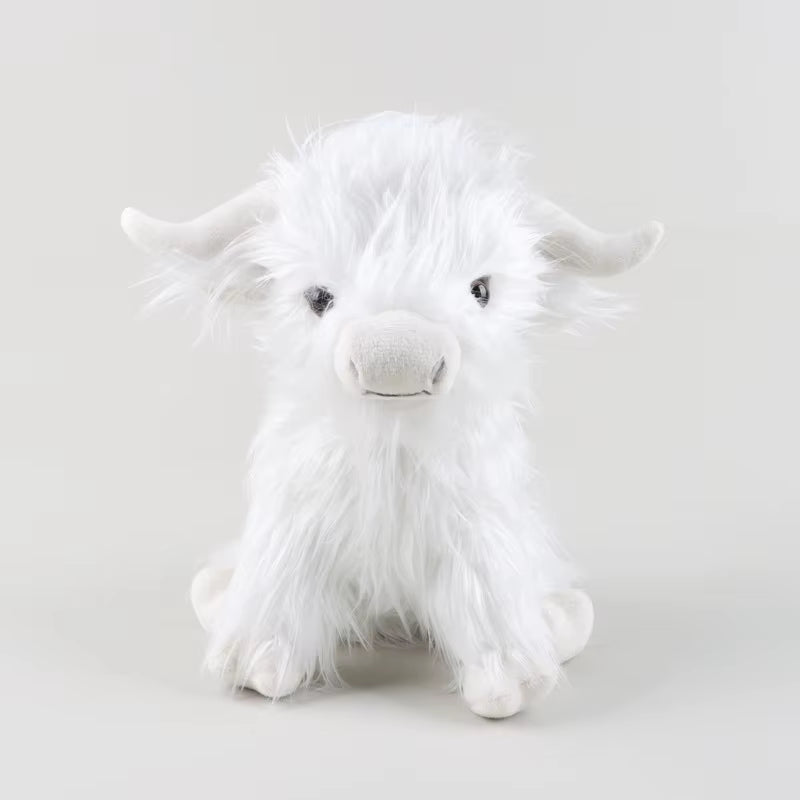 Simulation Highland Cow Animal Plush Doll Soft Stuffed Highland Cow Cattlle Plush Toy Plushie Gift for Kids Boys Girls