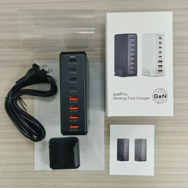 240W USB C Desktop Charging Station, 8 Ports PD 3.0 USB C Fast Charger Block for Cellphone Smartphone, Fast Charger Power Adapter for Macbook Pro/Air, DELL, Steam Deck, Iphone, Electronic Mobile Phone Accessories